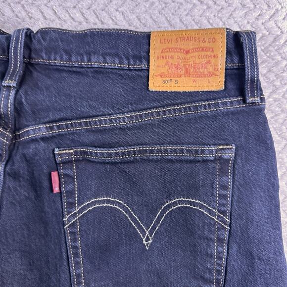 Levi's 501 XX Button Fly Jeans Mens‎ 33x28 Dark Wash Straight Fit Distressed - Picture 10 of 16